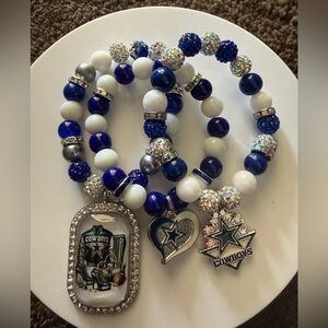 NFL Cowboys Blue and Silver Charm Bracelet Trio